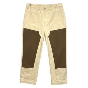 Liquid Lagoon Work Pants Canvas Denim Jean Tan Double Knee Skater Mens 30 x 34